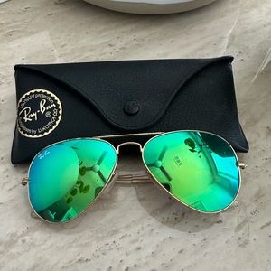 Green Mirrored Aviator RayBans